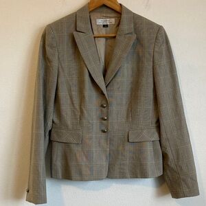 Tahari Beige‎ Checkered Women's Blazer Size 8